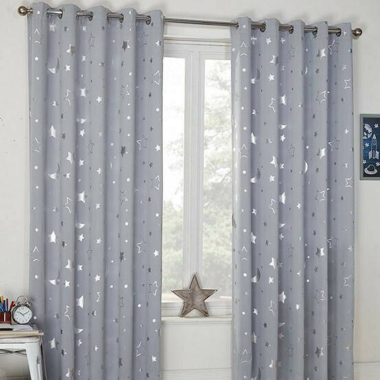 Dreamscene Galaxy Thermal Kid's Curtains, Grey (117 x 137cm)